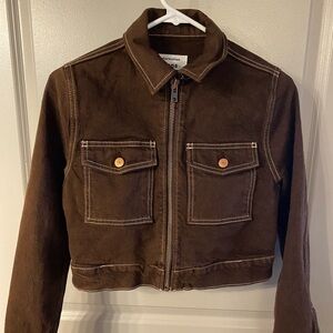 REFORMATION CROPPED BROWN JACKET